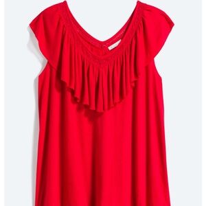 Skies Are Blue Scarlet Ruffle Blouse